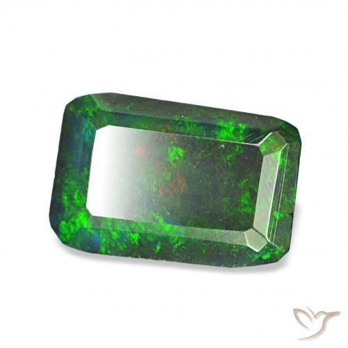 Opala negra Multicolorido Natural 0.89ct, Corte Octógono / Esmeralda, Opaco