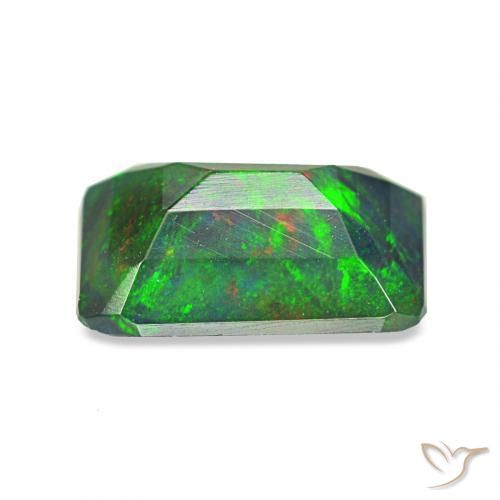 Opala negra Multicolorido Natural 0.89ct, Corte Octógono / Esmeralda, Opaco