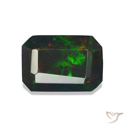 Opala negra Multicolorido Natural 0.99ct, Corte Octógono / Esmeralda, Opaco