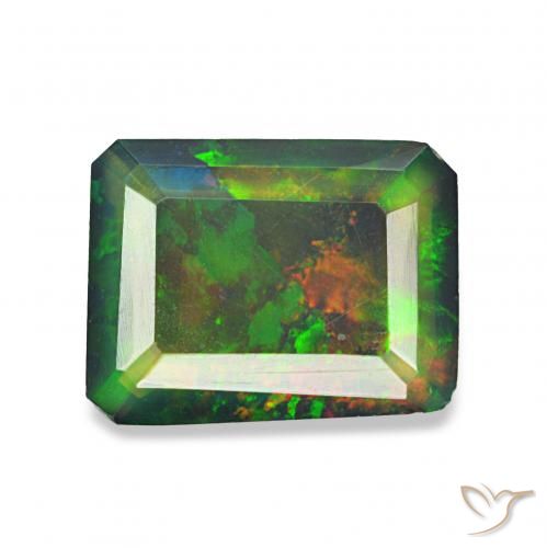 Opala negra Multicolorido Natural 0.77ct, Corte Octógono / Esmeralda, Opaco