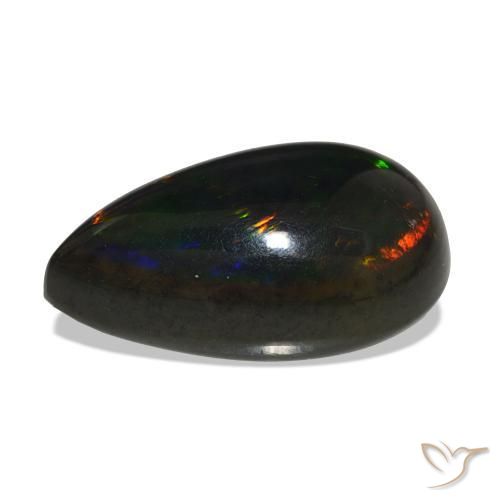 Opala negra Multicolorido Natural 12.50ct, Formato de pêra, Opaco