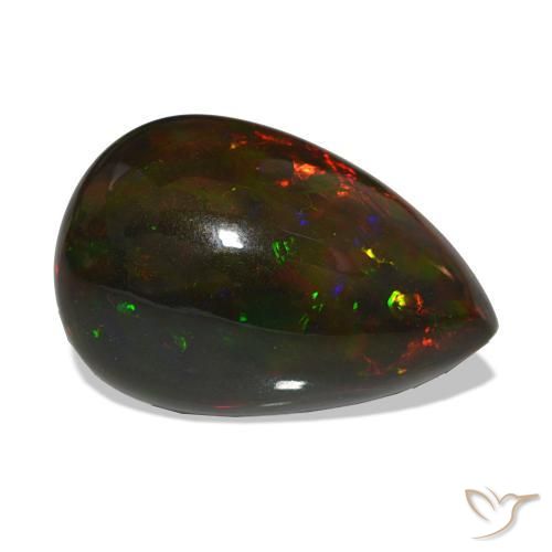 Opala negra Multicolorido Natural 11.76ct, Formato de pêra, Opaco