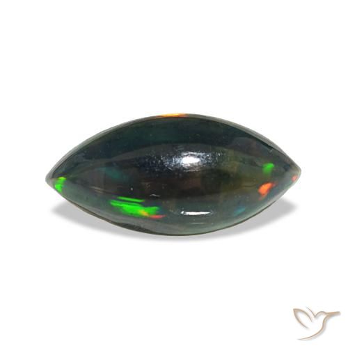 Opala negra multicolorido natural 0,64ct, marquise, translúcido