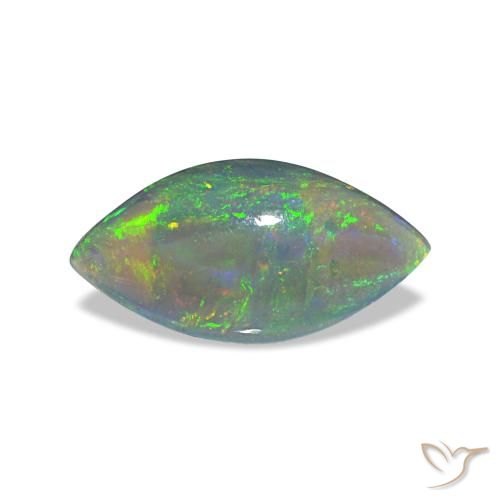 Opala negra multicolorido natural 0,56ct, marquise, translúcido