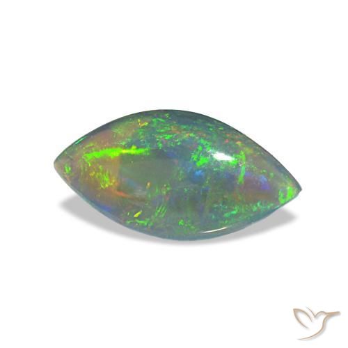 Opala negra multicolorido natural 0,56ct, marquise, translúcido