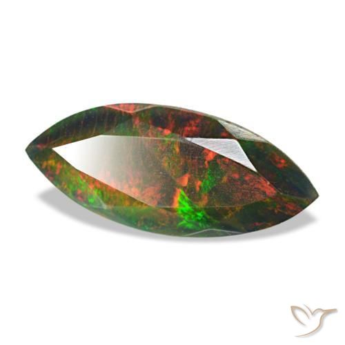 Opala negra multicolorido natural 1,58ct, marquise, translúcido