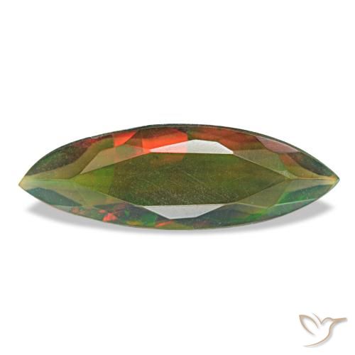 Opala negra multicolorido natural 1,16ct, marquise, translúcido
