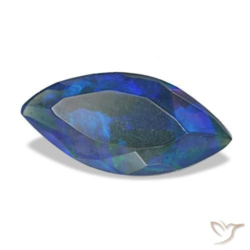 Opala negra multicolorido natural 0,96ct, marquise, opaco