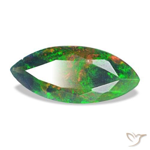 Opala negra multicolorido natural 1,44ct, marquise, opaco