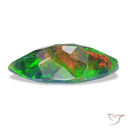 Opala negra multicolorido natural 1,44ct, marquise, opaco