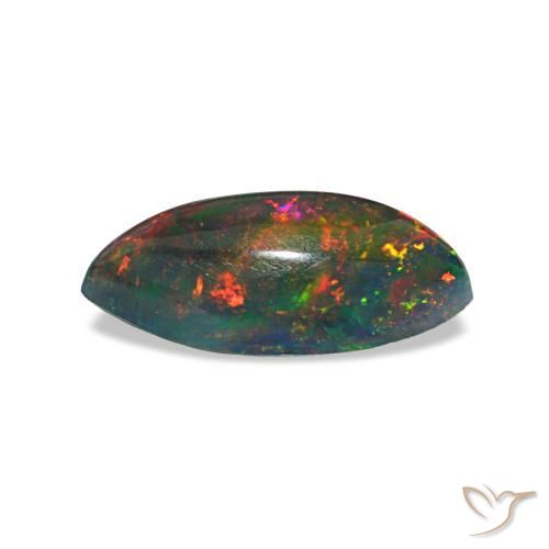 Opala negra multicolorido natural 0,78ct, marquise, translúcido