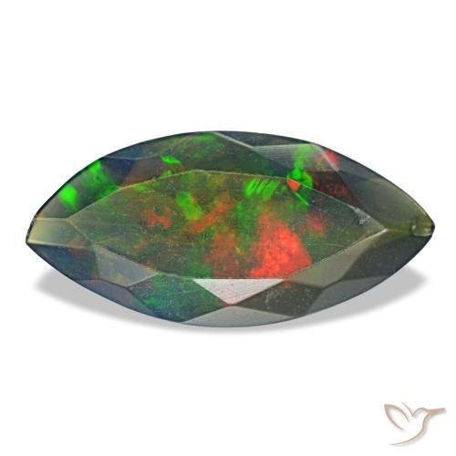 Opala negra multicolorido natural 1,29ct, marquise, translúcido