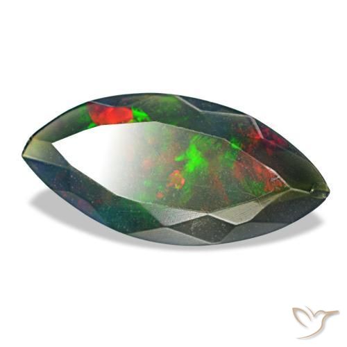 Opala negra multicolorido natural 1,29ct, marquise, translúcido