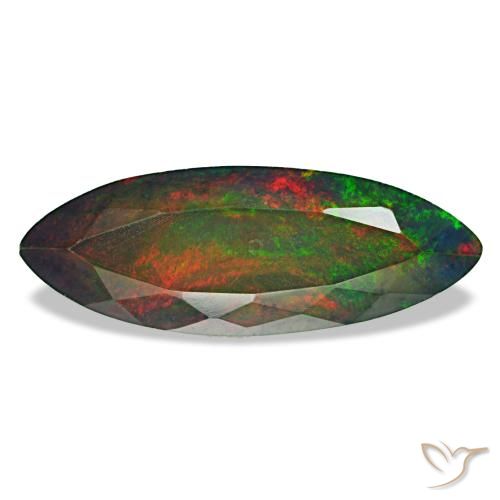 Opala negra multicolorido natural 3,69ct, marquise, opaco