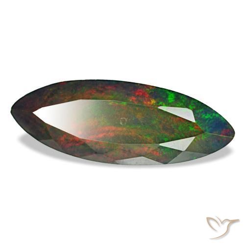Opala negra multicolorido natural 3,69ct, marquise, opaco