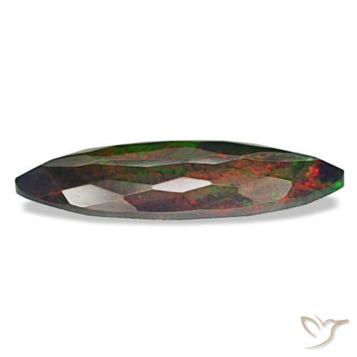 Opala negra multicolorido natural 3,69ct, marquise, opaco