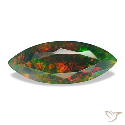 Opala negra multicolorido natural 1,68ct, marquise, opaco