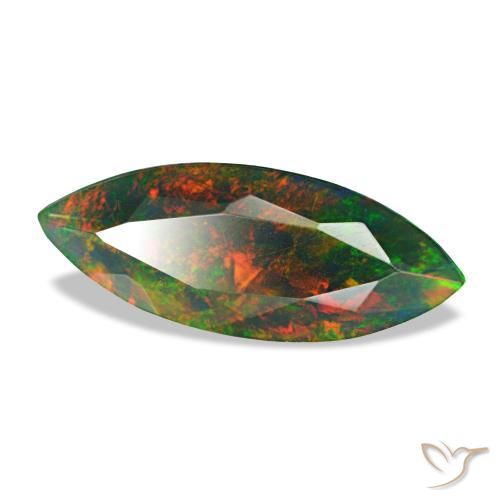 Opala negra multicolorido natural 1,68ct, marquise, opaco