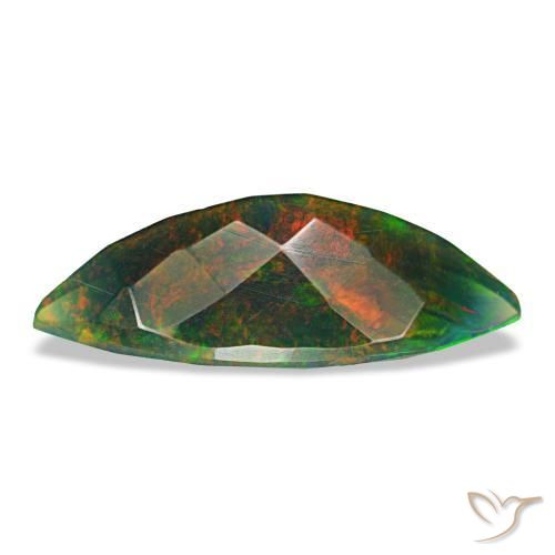 Opala negra multicolorido natural 1,68ct, marquise, opaco