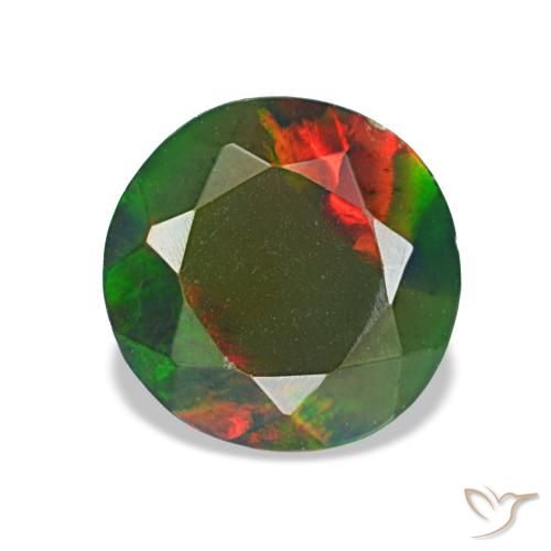 Opala negra multicolorido natural 1,13ct, corte redondo, opaco