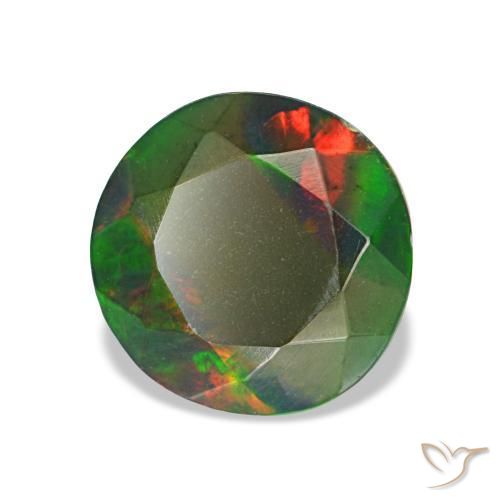 Opala negra multicolorido natural 1,13ct, corte redondo, opaco