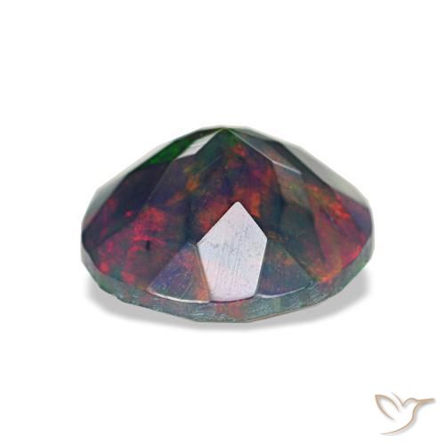 Opala negra multicolorido natural 1,18ct, corte redondo, opaco