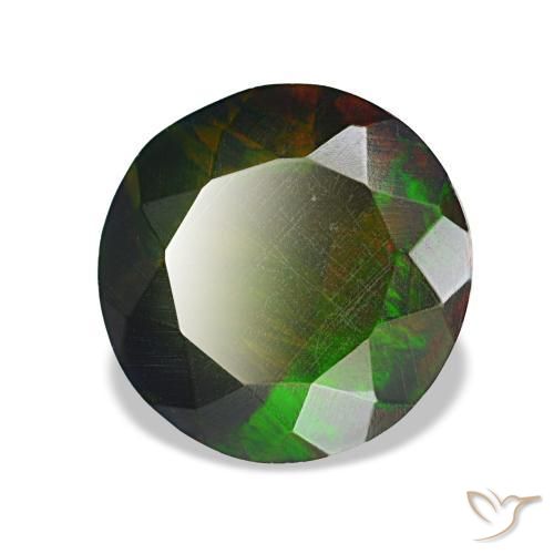 Opala negra multicolorido natural 1,69ct, corte redondo, opaco