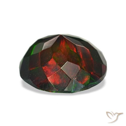 Opala negra multicolorido natural 1,69ct, corte redondo, opaco