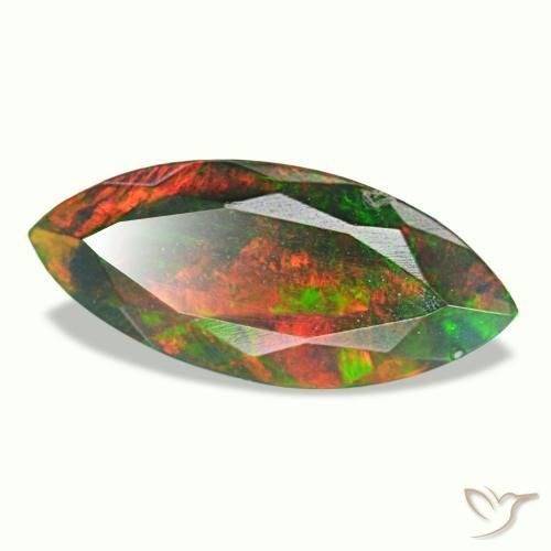 Opala negra multicolorido natural 1,49ct, marquise, opaco
