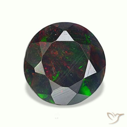 Opala negra multicolorido natural 0,75ct, corte redondo, opaco