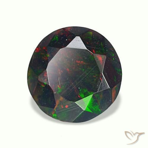 Opala negra multicolorido natural 0,75ct, corte redondo, opaco