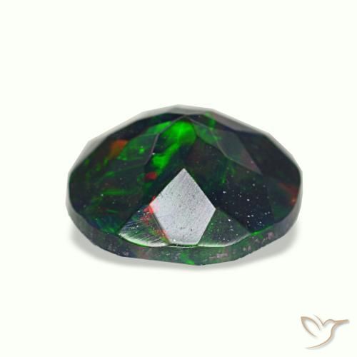 Opala negra multicolorido natural 0,75ct, corte redondo, opaco