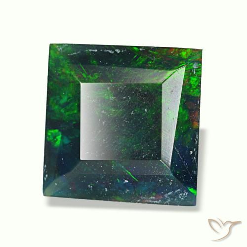 Opala negra multicolorido natural 1,57ct, quadrado, opaco