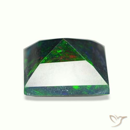 Opala negra multicolorido natural 1,57ct, quadrado, opaco