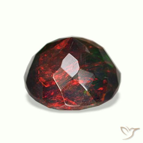 Opala negra multicolorido natural 1,33ct, corte redondo, opaco