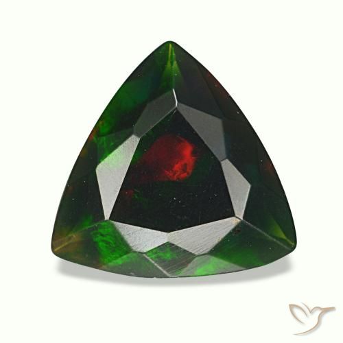 Opala negra multicolorido natural 1,19ct, trillion, opaco