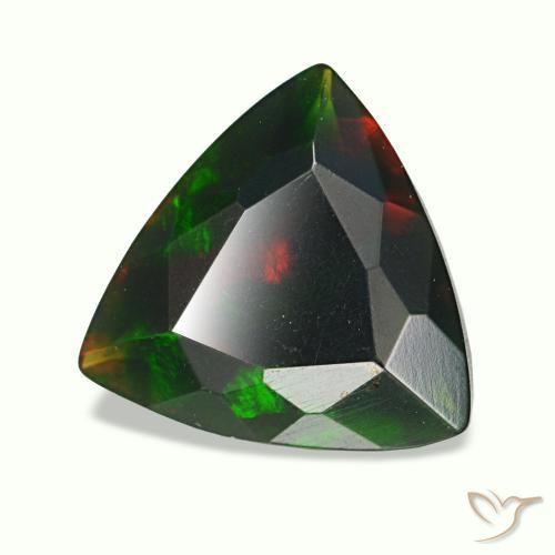 Opala negra multicolorido natural 1,19ct, trillion, opaco