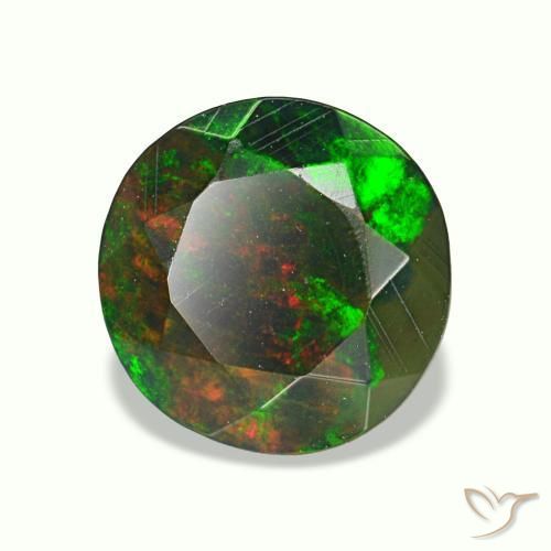 Opala negra multicolorido natural 0,95ct, corte redondo, opaco