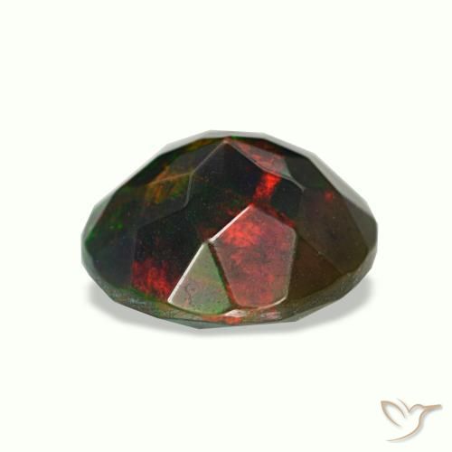 Opala negra multicolorido natural 0,95ct, corte redondo, opaco