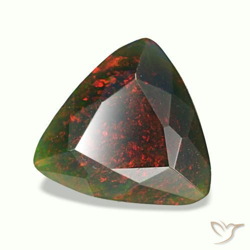 Opala negra multicolorido natural 1,27ct, trillion, opaco