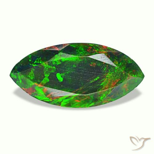 Opala negra multicolorido natural 1,98ct, marquise, opaco