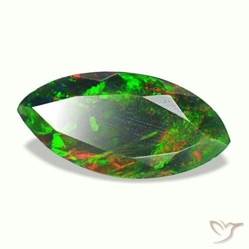 Opala negra multicolorido natural 1,98ct, marquise, opaco