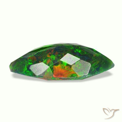 Opala negra multicolorido natural 1,98ct, marquise, opaco