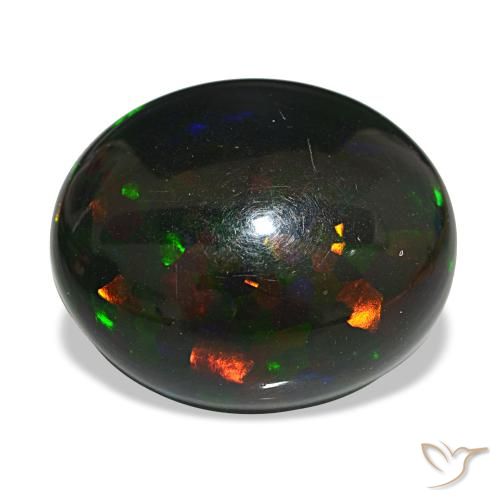 Opala negra multicolorido natural 14,55ct, corte oval, opaco