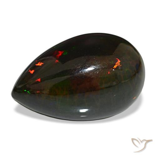 Opala negra multicolorido natural 13,64ct, formato de pêra, opaco