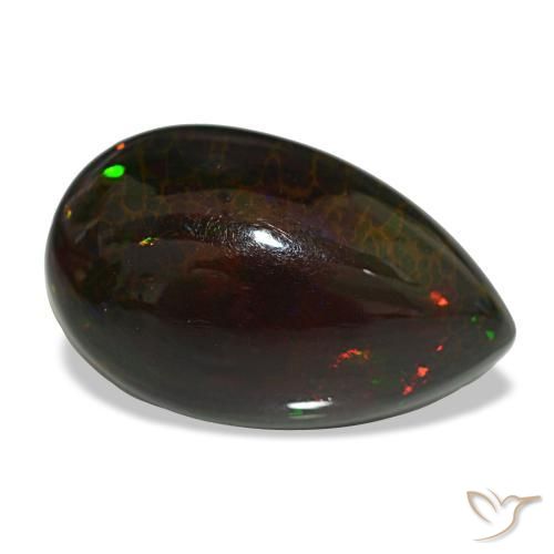 Opala negra multicolorido natural 13,64ct, formato de pêra, opaco