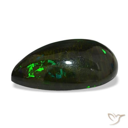 Opala negra multicolorido natural 13,64ct, formato de pêra, opaco
