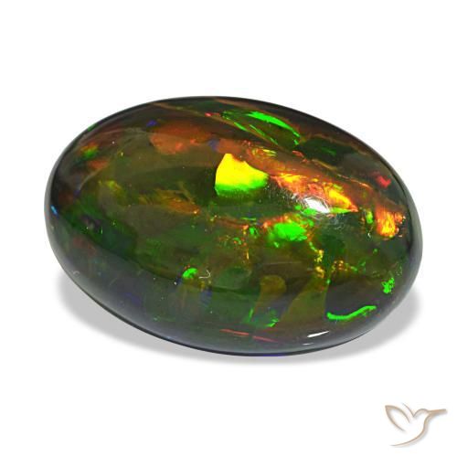 Opala negra multicolorido natural 12,21ct, corte oval, opaco