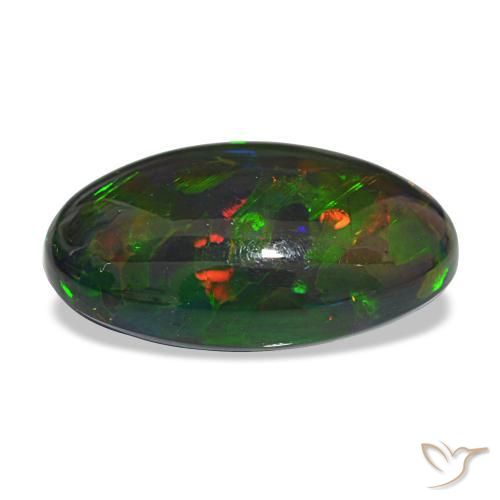 Opala negra multicolorido natural 12,21ct, corte oval, opaco