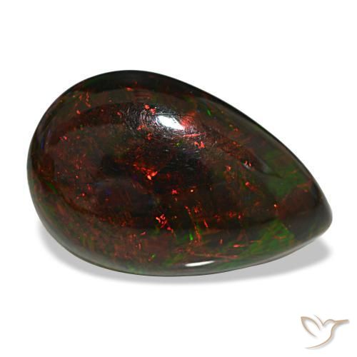Opala negra multicolorido natural 9,50ct, formato de pêra, opaco
